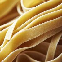 dichtbij omhoog van een rauw droog Italiaans pasta fettuccine. ai generatief foto