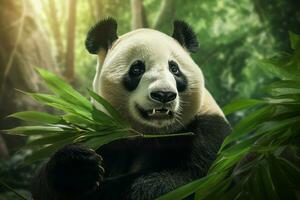 panda bamboe Woud. genereren ai foto