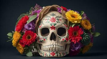 bloem versierd Mexicaans Catrina schedel ai gegenereerd foto