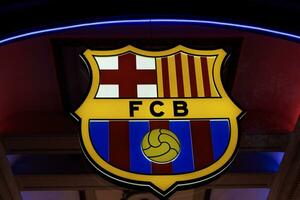 Barcelona, Spanje 10 augustus 2023 fc Barcelona officieel op te slaan logo, Barcelona, Spanje. foto