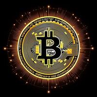 cryptogeld bitcoin digitaal geld gouden munt technologie illustratie foto