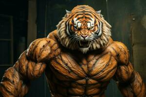 woest bodybuilding tijger. genereren ai foto