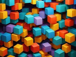 een bundel van kleurrijk kubussen dat zijn gestapeld Aan top van elk ander. ai gegenereerd foto