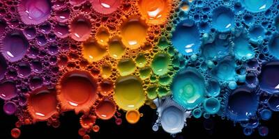 generatief ai, macro detailopname kleurrijk verf achtergrond, regenboog kleuren foto