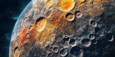 generatief ai, een ander buitenaards wezen planeet oppervlakte Verlichting, maan krater. ruimte achtergrond foto