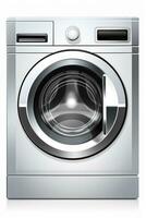 abstract vertegenwoordiging van een schoon staal het wassen machine icoon geïsoleerd Aan een wit achtergrond foto