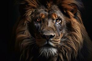 portret van een mannetje leeuw in de Kruger nationaal park. generatief ai foto