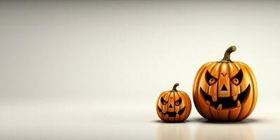 halloween pompoenen Aan een wit achtergrond. 3d renderen ,ai generatief foto