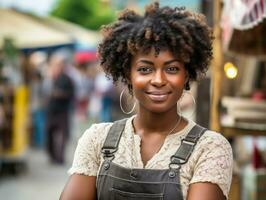 foto schot van een natuurlijk vrouw werken net zo een bouw arbeider ai generatief