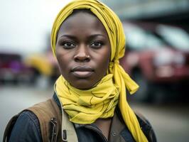 foto schot van een natuurlijk vrouw werken net zo een bouw arbeider ai generatief