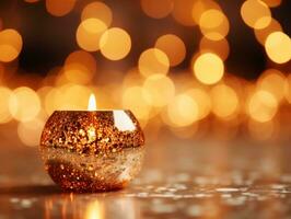 Kerstmis samenstelling met kopiëren ruimte en bokeh achtergrond ai generatief foto