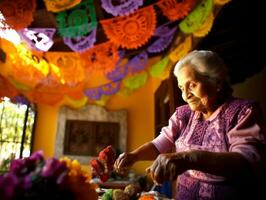 Dames creëren papel picado kleurrijk papier decoraties ai generatief foto