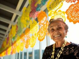 Dames creëren papel picado kleurrijk papier decoraties ai generatief foto