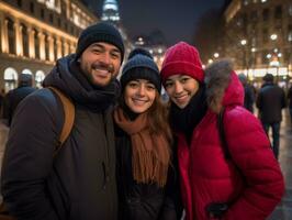 de familie geniet vieren Kerstmis vooravond samen ai generatief foto