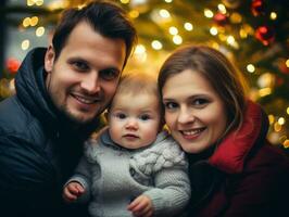 de familie geniet vieren Kerstmis vooravond samen ai generatief foto