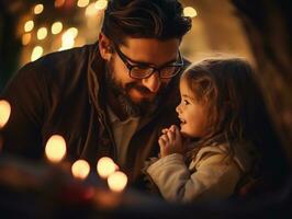 de familie geniet vieren Kerstmis vooravond samen ai generatief foto