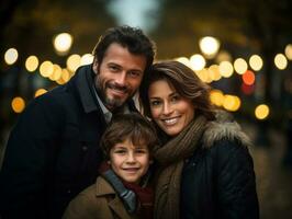 de familie geniet vieren Kerstmis vooravond samen ai generatief foto