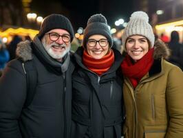 de familie geniet vieren Kerstmis vooravond samen ai generatief foto