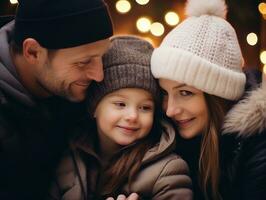 de familie geniet vieren Kerstmis vooravond samen ai generatief foto