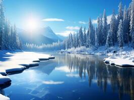 minimalistische winter landschap samenstelling ai generatief foto