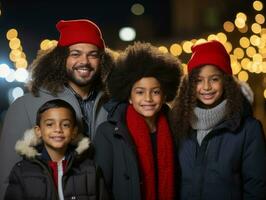 de interraciaal familie geniet vieren Kerstmis vooravond samen ai generatief foto