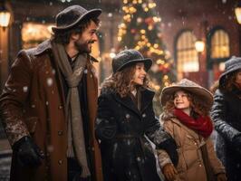 de interraciaal familie geniet vieren Kerstmis vooravond samen ai generatief foto