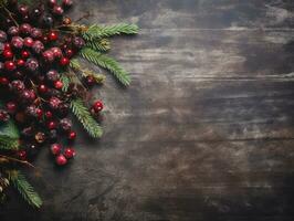 Kerstmis samenstelling met kopiëren ruimte bokeh achtergrond ai generatief foto