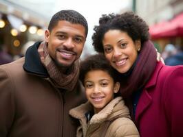 de Afrikaanse Amerikaans familie geniet vieren Kerstmis vooravond samen ai generatief foto