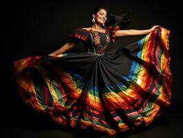 40 jaar oud Mexicaans vrouw in speels houding Aan solide achtergrond ai generatief foto
