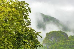 wolken beslaan natuurgebieden in thailand tijdens het moessonregenseizoen. foto