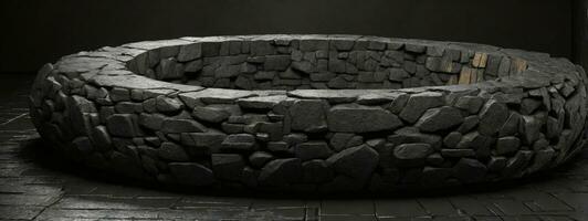 zwart antraciet steen beton structuur achtergrond panorama banier lang. ai gegenereerd foto