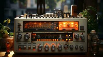 retro oud wijnoogst radio voor luisteren naar muziek- foto