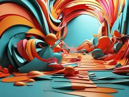 holografische kleurrijk 3d helling abstrack achtergrond behang of spandoek. ai gegenereerd foto