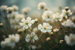 gypsophila droog weinig wit bloemen licht macro. ai gegenereerd foto