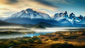 mooi nevelig patagonisch ochtenden ai gegenereerd foto