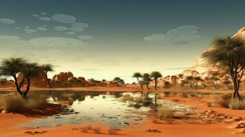 landschap woestijn luchtspiegeling optisch ai gegenereerd foto