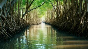 natuurlijk mangrove Woud kust- ai gegenereerd foto