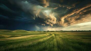 storm prairie onweersbui donker ai gegenereerd foto