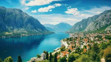 landschap montenegrin baai Kotor ai gegenereerd foto