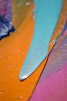 detailopname van abstract ruw kunst schilderij textuur, met olie penseelstreek, pallet mes verf Aan canvas foto