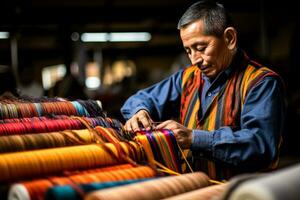 immigranten het weven voorouderlijk tradities in de kleding stof van hun nieuw land foto