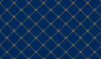 argyle naadloos donker meetkundig patroon. marine blauw met dun gouden stippel lijn. ai generatief foto