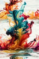 kleurrijk inkt in water. ai gegenereerd foto