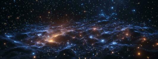 sterren en heelal buitenste ruimte lucht nacht universum zwart sterrenhemel achtergrond van glimmend sterrenveld. ai gegenereerd foto