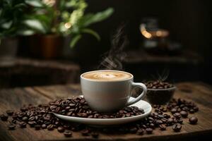koffie concept met koffie bonen. ai gegenereerd foto