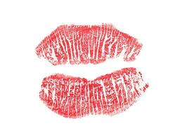 rood lippen kus afdrukken Aan wit foto