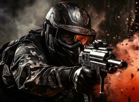 mensen spelen paintball foto