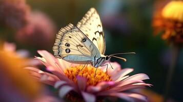 vlinder Aan bloem. generatief ai foto