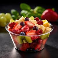 vers fruit salade in schaal. generatief ai foto