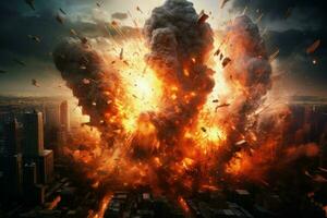 boeiend aardbeving wereldbol explosie kunst. genereren ai foto
